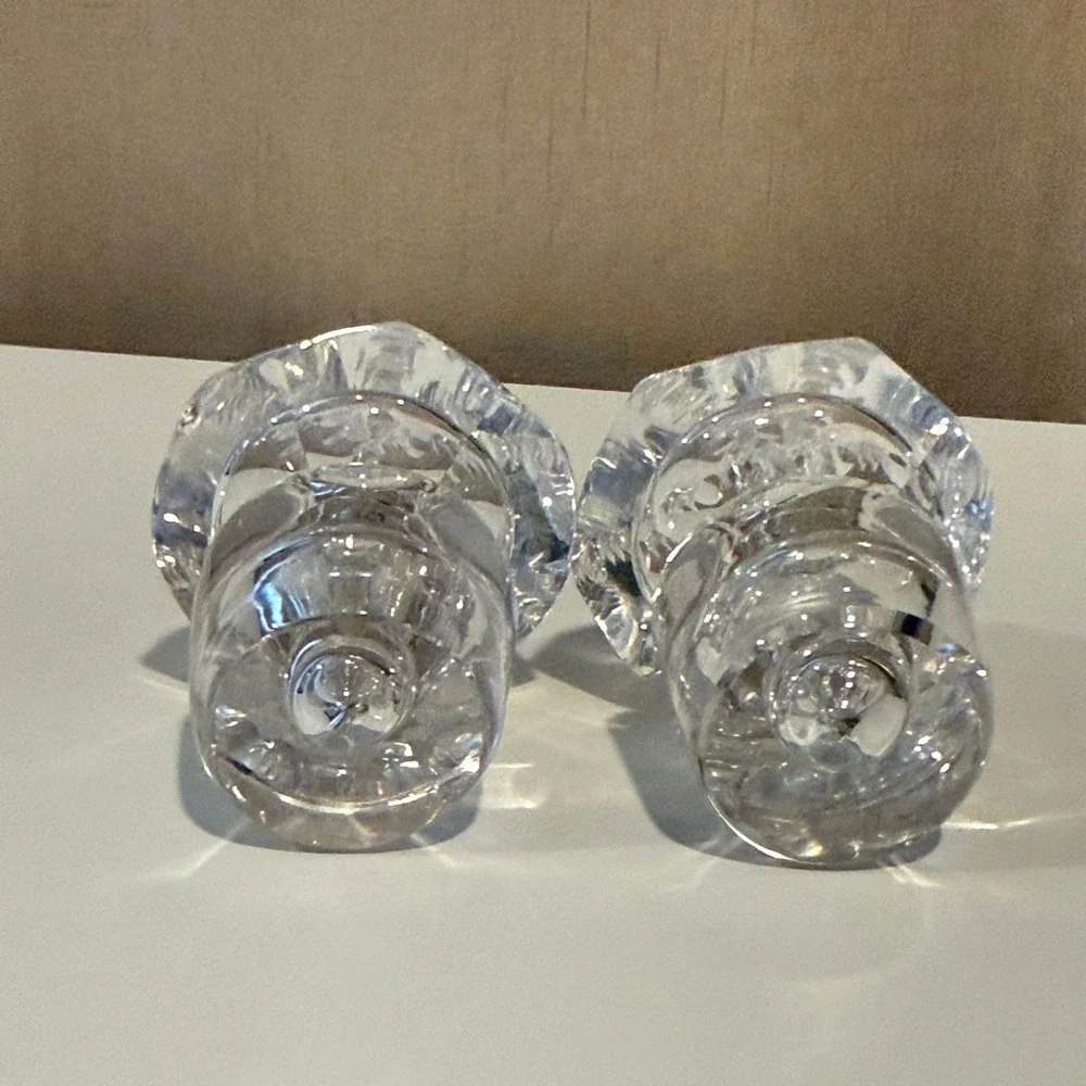 Vintage Clear Lead Crystal Decanter Stoppers Pyramid Diamond Cut Set of‎ 2 Heavy
